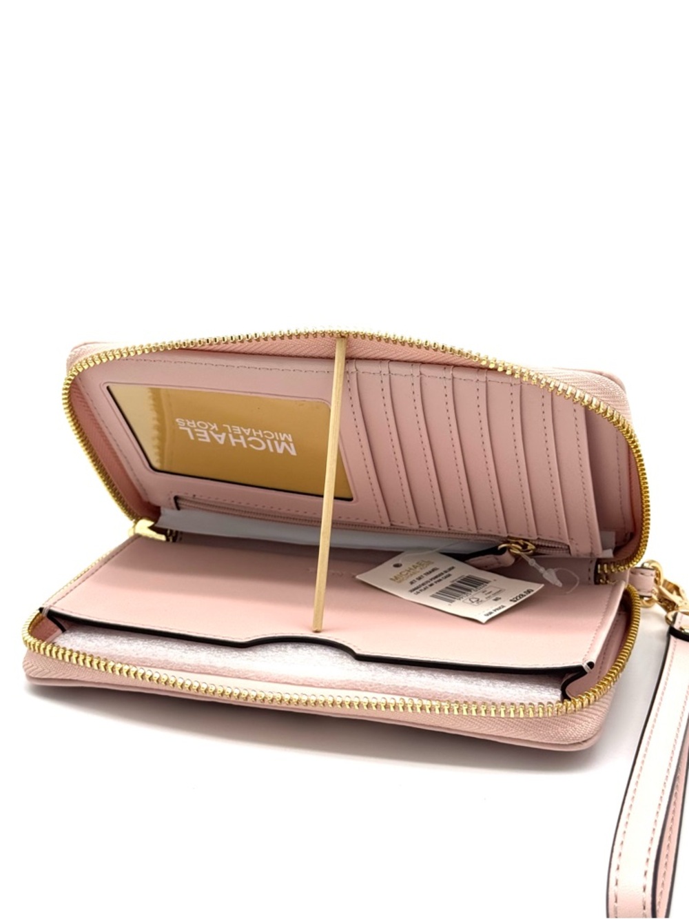 Michael Kors Large Quilted Heart Flat MF Phone Case Wallet Powder Blush - Picture 5 of 6